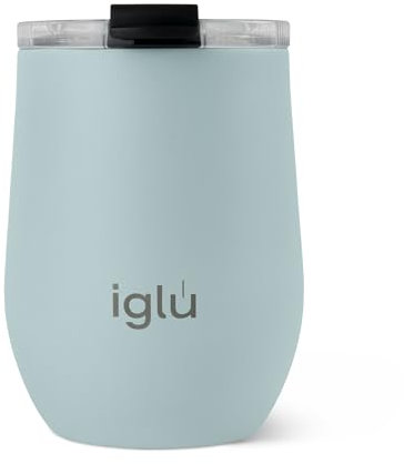 iglu Reusable Coffee Cup | Thermal Insulated Stainless Steel Travel Mug with Lid | 12oz / 340ml Mugs | Double Walled - Great For Hot & Cold Drinks | His & Hers Premium Eco-Friendly Gifts (Arctic Blue)