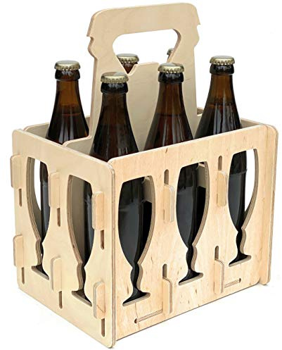 DanDiBo Bierträger aus Holz 6 Flaschen Flaschenträger 96141 Flaschenkorb Männerhandtasche Bier