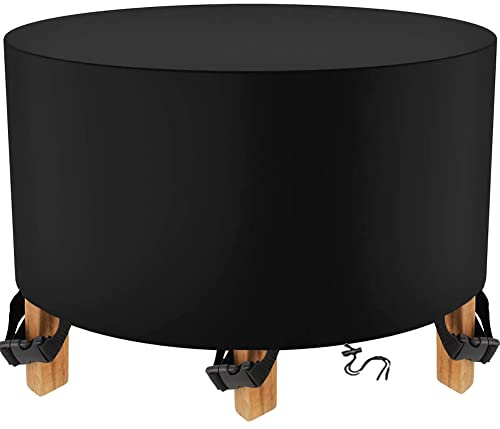 DKHLYB Round Garden Furniture Covers Ø 170x90cm Round Garden Table Covers 600D Waterproof Windproof Weatherproof & Anti-UV Outdoor Patio Circular Table Cover