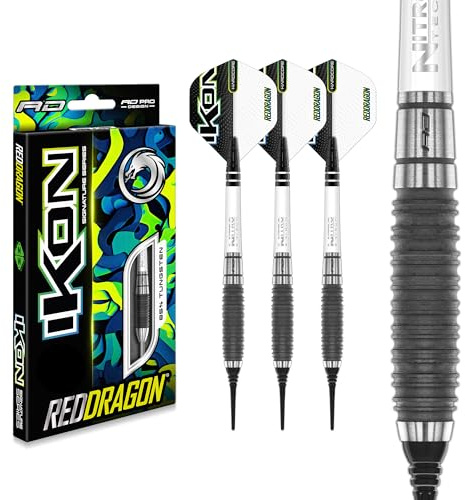RED DRAGON Ikon Signature Series Professionelles Wolfram Softip Dart Set mit Flights und Schäften