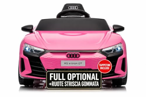 TOYSCAR Macchina Elettrica per Bambini Audi RS e-Tron Auto Elettrica per Bambini Telecomandata Sedile in Pelle Porte Apribili TAPPETINI Inclusi Doppio Motore Elettrico 12V Carico 25 kg (Rosa)