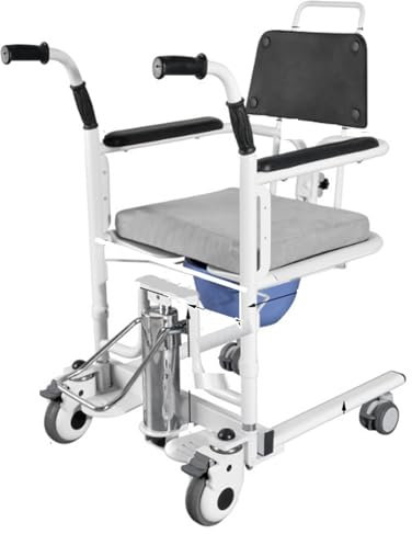 Duschstuhl Für Ältere Menschen Mit Behinderungen Patientenlifter Rollstuhl Für Zuhause Toilettenstuhl Für Senioren Mit Rollen Höhenverstellbar Bett Toilettenstuhl Mit 180° Geteiltem Sitz