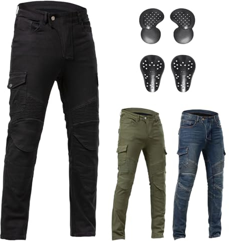 CE Armed Motorcycle Byxor: Motocross-Jeans för Motorcyklar och Dirt Bikes med Snygg Design,Noir,42W/31L