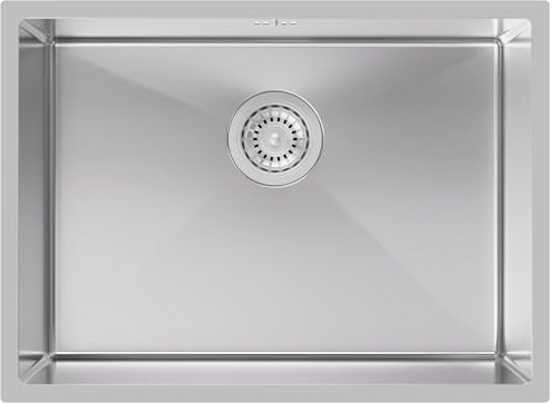 Auralum Lavandino Cucina 60 x 44 cm, Lavello Cucina 1 Vasca in Acciaio Inox, Lavabo Cucina 1 Vasca + Sifone, Lavello sottopiano con filtro di scarico