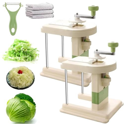 Multifunctional Cabbage Shredder and Slicer Machine, Cabbage Slicer Chopper Shredder, Upgrade Kitchen Slicer Sauerkraut Cutter Coleslaw Grater, with Interchangeable Blades (2pcs)