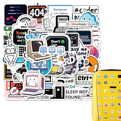 Adesivi per Programmatori - Set di 50 per Computer Portatile, Programmazione, Tecnica, Impermeabili per Internet, Laptop, Scrapbooking, Bottiglia d'Acqua, Skateboard