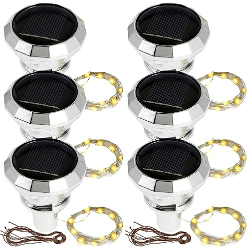 LuLobtg 6 Pcs Solar Wine Bottle Lights, Waterproof 2M 20 LEDs Copper Wire String Lights for DIY Bottles and Jars, Outdoor Diamond Cork Light for Wedding Christmas Party Decorations (Warm Light)