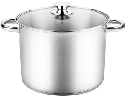 VIER Faitout droit 28 x 28 cm - Acier inoxydable 18/10 Premium, capacité 17,3 l - Fond diffuseur induction - Poignées robustes - Convient pour tous types de cuisines et lave-vaisselle