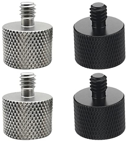 Mikrofonstativadapter Stück 1/4 5/8 4, Aluminiumlegierung Zoll | Präzise Gefertigt, Einfach zu Nutzen, für Lichtstativ und Mikrofonhalter Schwarz und Silber Enthalten