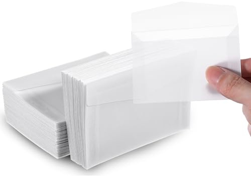 Sorcristy 100 stycken kuvert genomskinliga, små kuvert återförslutningsbara litet transparent papper för att samla vykort, foton frimärken bröllopsinbjudningar