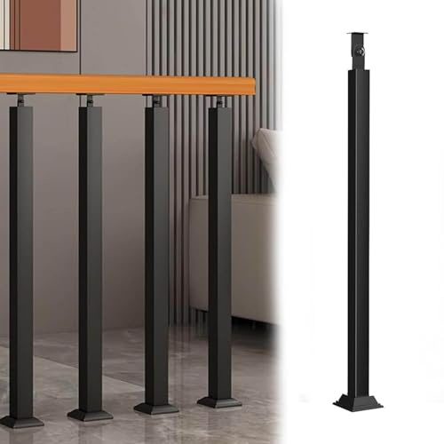 Balustres d'escalier réglables en métal noir – Axe de balustrade carré avec équerre à 270° pour rampes patios clôtures et bureaux (taille : 75 cm)
