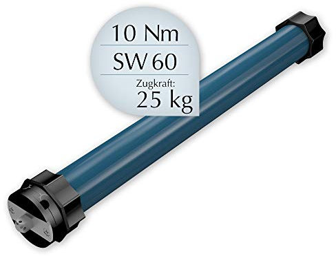EVEROXX Rolladenmotor mit 10 Nm (25 kg) Zugkraft für SW 60 (60 mm Achtkantwelle), Rohrmotor mit präzise einstellbaren, mechanischen Endschaltern