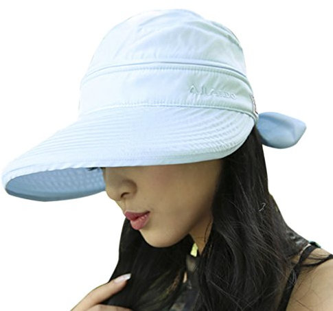 2 in 1 Frühling Sommer Damen Frauen Sonnenhut Faltbar Formbar Breite Krempe Strohhut Sonnenblende Reisenhut Strand UV Bucket Cap Sonnenschutzkappe UPF 50 +