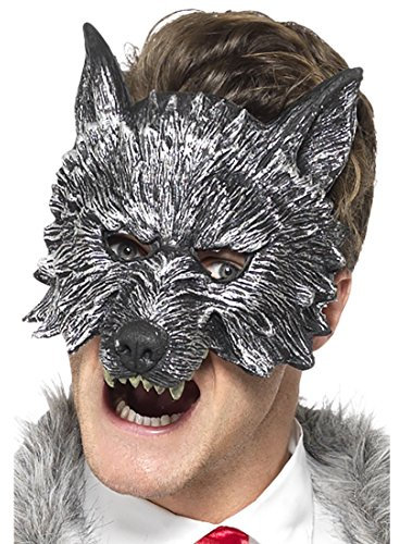 NET TOYS Großer böser Wolf Maske Wolfsmaske grau Bestie Halbmaske Werwolf Tiermaske Ungeheuer