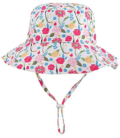 LACOFIA Småbarn solhatt unisex barn sommar mössa hatt för strand simning pool brett brätte/snabbtorkande, B-ros, 6-24 månader