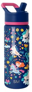 Simple Modern Kids Summit Water Bottle with Straw Lid | 18oz Stainless Steel Tumbler for Toddlers, School | Unicorn Rainbows