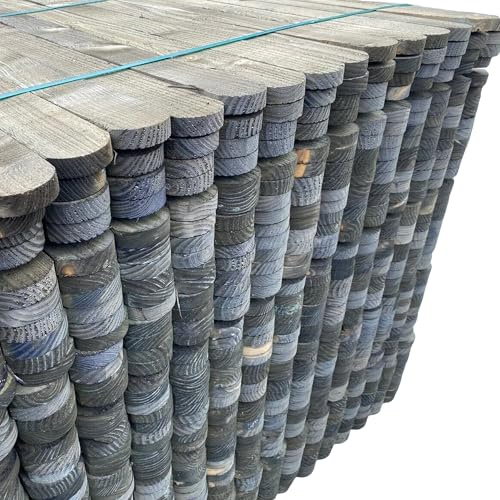 Premium Picket Garden Fencing Pales - Heavy Duty Treated Timber Wood (4'' x 4ft) - Individual Rounded Top Boards for DIY Garden & Outdoor Projects - Pack of 10 (Not Pre-Assembled Panels)