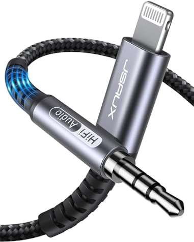 JSAUX Aux Lightning Cable 1.8M, MFi Certified 3.5mm Jack for iPhone 14 Pro | Aux Lead for iPhone Car Lightning to 3.5 mm Jack for Home Stereo/Speaker iPhone 14/14 Pro/13/13 Pro