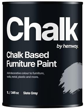 Chalk Based Furniture Paint, Slate Grey 1L, Matt Finish Shabby Chic, Chalk Paint Furniture & Walls, Quick Dry & 1 Coat, Hemway