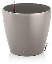 Lechuza CLASSICO Color 18 Self Watering Planter Small Garden Plastic Indoor and Outdoor Flower Plant Pot with Drainage Hole D19 H17 cm Sand Brown