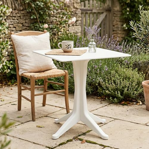 Dmora - Außentisch Trani, festes quadratisches Regal, Mehrzweck-Gartentisch, 100 % Made in Italy, 70 x 70 x 72 cm, Weiß
