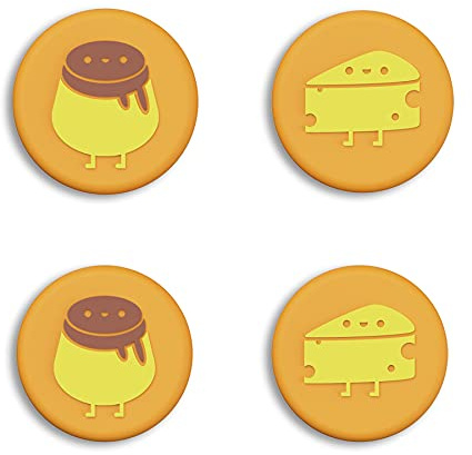 eXtremeRate PlayVital Cute Thumb Grip Caps Cheese & Pudding for Nintendo Switch, Joystick Caps for Nintendo Switch Lite, Silicone Analog Cover Thumbstick Grips for Switch OLED Joycon - Caution Yellow