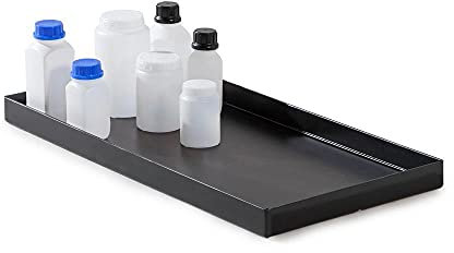 DENIOS® Einlegewanne aus Kunststoff, schwarz, 871 mm x 59 mm x 409 mm, für Auffangwannen, geeignet für Lagerung aggressiver Gefahrstoffe