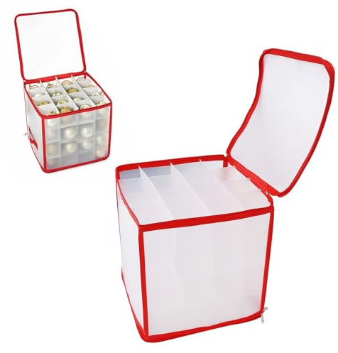 HERCHR Saubere Weihnachtsschmuck Aufbewahrungsbox, Weihnachtsschmuck Box Organizer für Ornamente Zubehör Kugeln mit Trennwänden für Zuhause