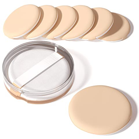 MOHOPE 8Pcs Air Cushion Makeup Sponges for Foundation with Portable Box | Latex-Free Blending Sponge for Liquid, Cream, Foundation and Powder | Round Powder Puff | Honey Beige