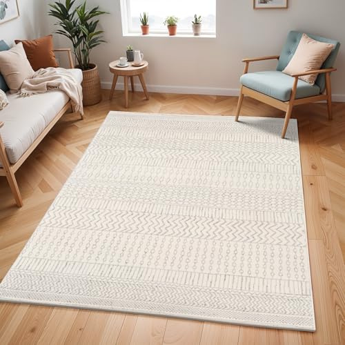 Livabliss Bianca Honolulu Geometric Rug, Kitchen – 200x275 cm, Ivory & Grey