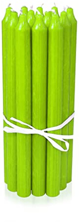 LUMELY dänische Premium Stabkerzen Limettengrün, 12er Pack, Höhe 29cm, Ø 2,2cm, Brenndauer ca. 14 Stunden, zylindrische Leuchterkerzen, Deko Kerzen Set, Kerzen Skandinavisch