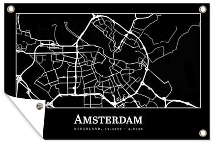 MuchoWow Outdoor-Poster Poster Wanddeko draußen Deko Garten Gartenposter 60x40 cm Karte - Stadtplan - Amsterdam