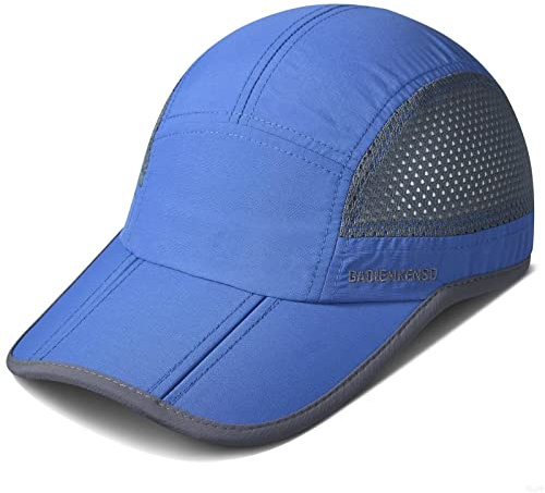 GADIEMKENSD Folding Running Man Hat,Visors Sport Cap Summer Mesh Quick-Drying Hat Women Baseball Cap Hiking Breathable Waterproof Trucker Hat Unisex Blue