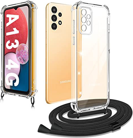 XCYYOO Cover con Cordino per Samsung Galaxy A13 4G Custodia Catena Cellulare Girocollo Tracolla,Collana Laccio Telefono per Samsung A13 4G Necklace Cordoncino Trasparente Silicone Antiurto Case