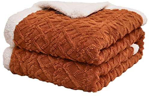 Hayisugal Flauschige Sherpa Kuscheldecke - hochwertige Schafdecke, super weiche Fleecedecke als Sofadecke, Tagesdecke oder Wohndecke Couchdecke Sofa überwurfdecke, Karamell, 200 x 230cm