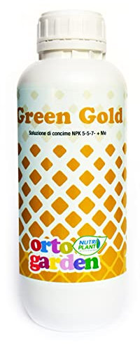 Nutriplant GREEN GOLD, Concime Fertilizzante liquido minerale per piante grasse, fiori, ortaggi e piante da frutto, Soluzione di concime NPK, con azoto, fosforo e potassio, 1 Litro, (1)