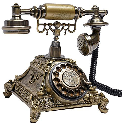 Téléphone rétro avec cadran pour table fixe - Pour bureau, café, bar, chambre à coucher, décoration