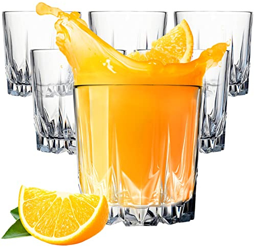 Konzept 11 - Gläser Set 6-teilig Wassergläser 300ml Trinkgläser Set, Geriffelte Gläser für Saft, Wasser, Cocktails, Gin Tonic, kalte Getränke, Widerstandsfähiges Glas