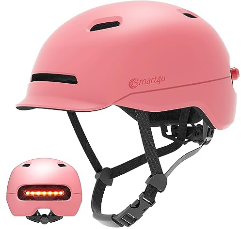 Smart4u Fahrradhelm mit LED Lichtern und Blinkern, City-Helm für Erwachsene mit automatischem Bremslicht für Pendler und Stadtfahrten, wasserdicht