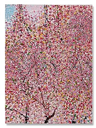 LVTFCO Damien Hirst Kirschbaum-Poster, rosa rote Punkte, Leinwand-Wandkunst, Damien Hirst-Drucke, Damien Hirst-Gemälde für Heimdekoration, Bild 40 x 60 cm, ohne Rahmen