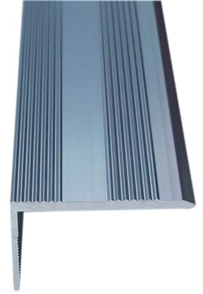 Grandismo® 3ft - Stair Edging - Self Adhesive Stick Down - Edge Nosing Tread Strip - Tile/Laminate/Wood Aluminium to Vinyl - Threshold Metal Door Trim - Grey