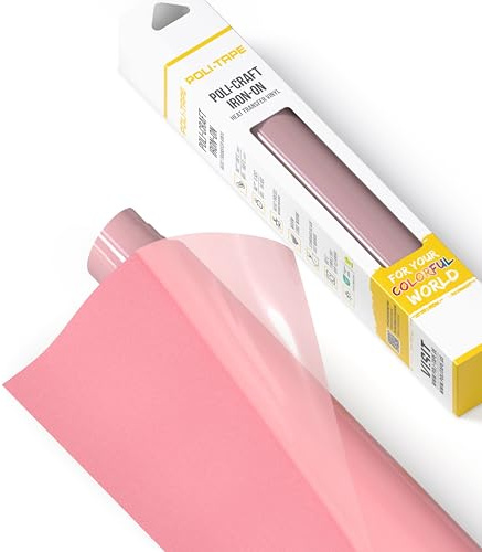 POLI-TAPE TUBITHERM® FLOCK Transferfolie mit samtartiger Oberfläche für Textilien – Flockfolie zum Aufbügeln, Plotterfolie für DIY Shirts, Helles Rose, 30,5 cm x 61 cm