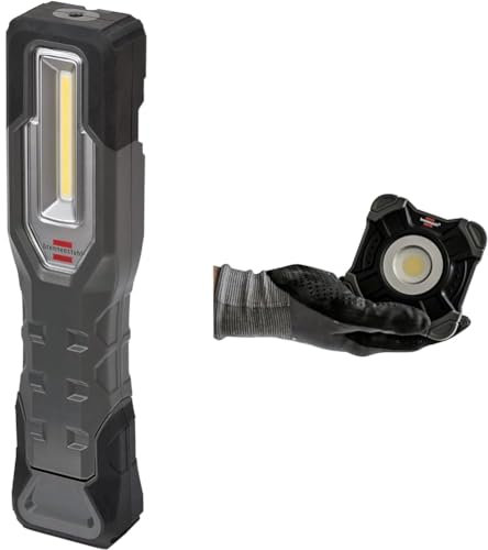 Brennenstuhl LED Akku Handleuchte HL 1000 A IP54 / LED Arbeitsleuchte für außen mit COB LED & Akku LED Arbeitsstrahler SH 1000 MA
