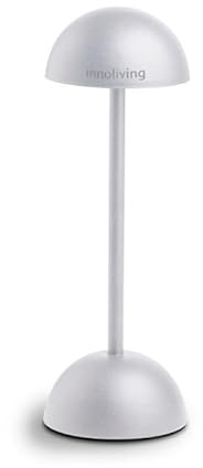 Innoliving lampada LED INN-293 ricaricabile, da tavolo, senza fili touch e dimmerabile, per interni ed esterni, luce naturale 3500K, luca fredda 6500K e calda 2700K, bianca e nera (Bianco)