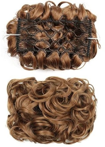 Messy Bun Hair Messy Bun Scrunchie Postiche Synthétique Updo Bouclés Extension de Chignon Pinces à Cheveux Extension Chignon Plat Plateau Queue de Cheval Postiches pour Femmes Vrais Chignons de C
