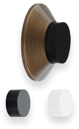 Evi Herrajes | Adhesive Door Stop | Wall Fitting | 35x15mm | Brass Leather | Conical Design | Two Rubber Bands Included | Adhesive or Screw Installation
