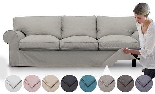 comfortly Ersatzbezug für Ektorp 3,5-Sitzer-Sofa-Ersatzbezug robuster Bezug, Haustier- und schmutzabweisend, strapazierfähiges Nano-Tech-Gewebe, leicht zu reinigen und auszutauschen (Grau Farbe)