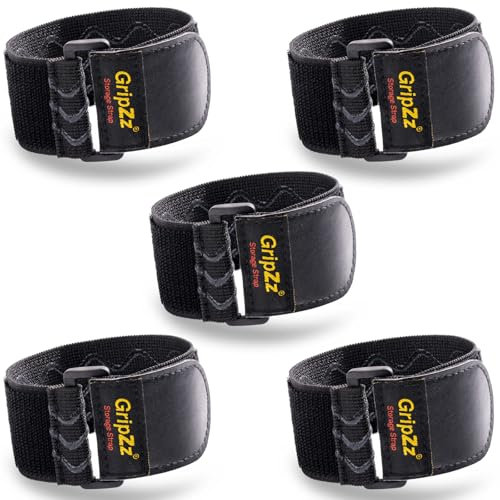GripZz Bandas Elásticas con Hebilla 30 cm x 5 cm (pack de 5), Correas de Gancho y Bucle Ajustables y Reutilizables para Organizar Cables de Extensión, Mangueras, Bicicletas, Taller y garaje