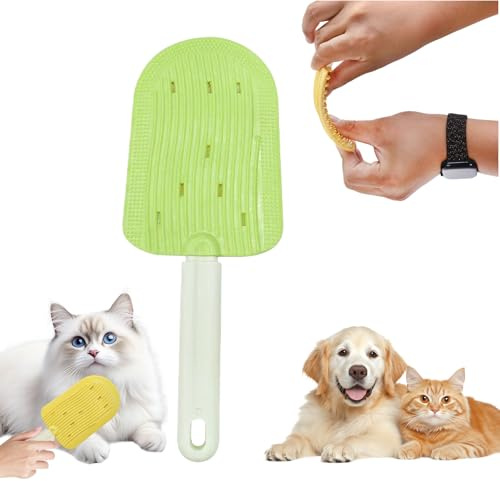 Pet Ice Cream Massage Comb, Cat Double-Sided Grooming Brush, Cat Tongue Brush for Cats Grooming Easily Removes Fur Reducing Hairballs (Green)