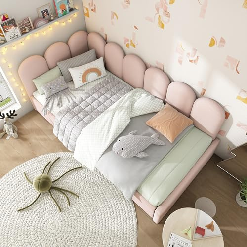 BNUZ Polsterbett Einzelbett mit Schubladen Stauraumbett Samt Daybett Tagesbett Schlafsofa 90 x 190 cm mit Lattenrost Jugendbett und Erwachsene Kinderbett,Rosa(Ohne Matratze)